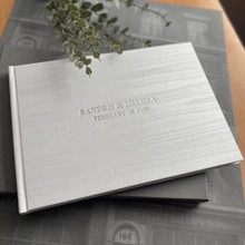 Wedding Guest Book  | White Moiré Satin Taffeta