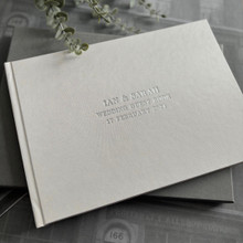 Wedding Guest Book | Platinum Silver Satin