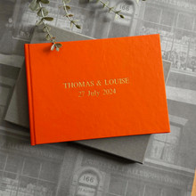 Wedding Guest Book | Orange Shimmer Effect Finish