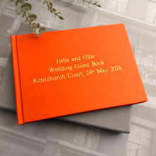 Wedding Guest Book | Orange Shimmer Effect Finish
