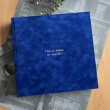 Contemporary  Photo Album | Pacific Blue Velvety Suede Effect Cloth