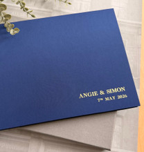 Wedding Guest Book  | Midnight Blue Satin