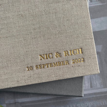 Wedding Guest Book | Natural Oatmeal Linen