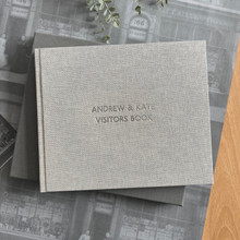 Visitor Guest Book | Grey Marl Linen Cloth