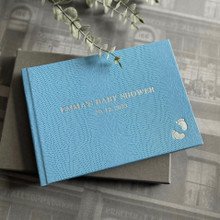 Personalised Baby Shower Guest Book | Sky Blue Lizard Effect 