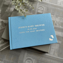 Personalised Baby Shower Guest Book | Sky Blue Lizard Effect 
