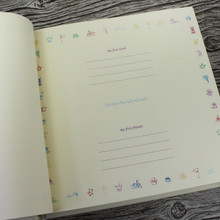 Baby Memory Record Book | White Leather | Silver & White Ribbon