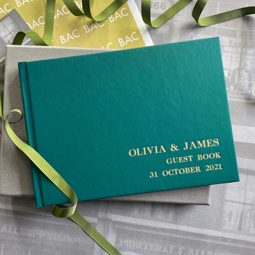 Wedding Guest Book | Emerald Green Shimmer Effect Finish