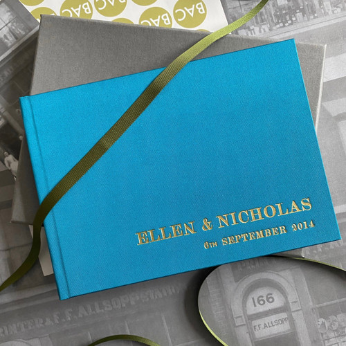 Wedding Guest Book | Teal Satin