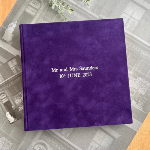 Contemporary Photo Album | Purple Velvety Suede Effect Cloth