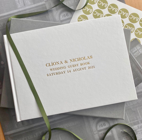 Wedding Guest Book | White Leather