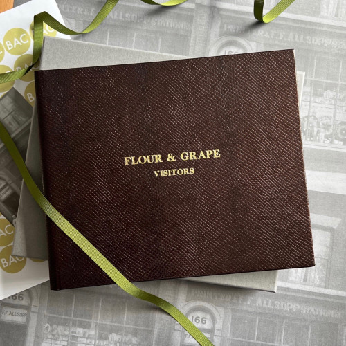 Visitor Guest Book | Mahogany Brown Leather | Mamba Effect Finish