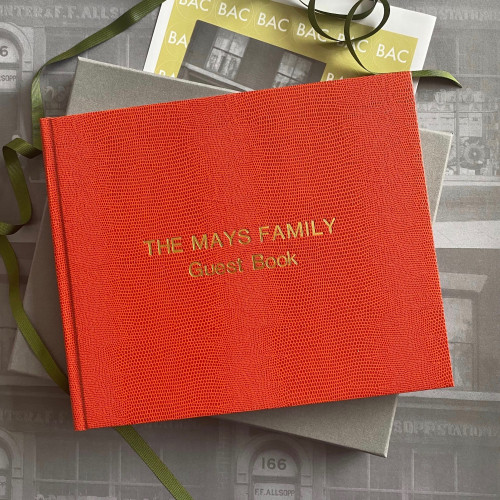Visitor Guest Book | Orange Lizard Effect Finish