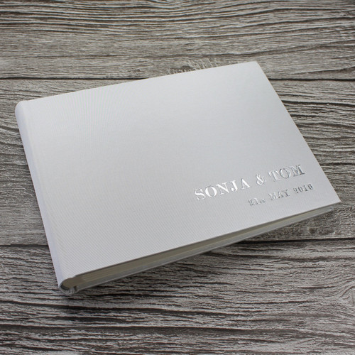 Photo Booth Guest Book | Platinum Silver Satin
