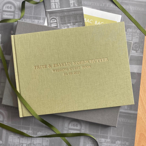 Wedding Guest Book | Sage Green Linen