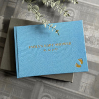 Personalised Baby Shower Guest Book | Sky Blue Lizard Effect 