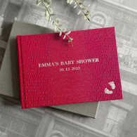 Personalised Baby Shower Guest Book | Magenta Pink Iguana Effect 