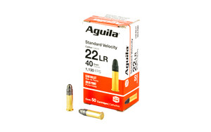Aguila Ammunition, Rimfire, 22LR, 40 Grain, Solid Point, Standard Velocity, 50 Round Box Aguila Ammunition, Rimfire, 22LR, 40 Grain, Solid Point, Standard Velocity, 50 Round Box