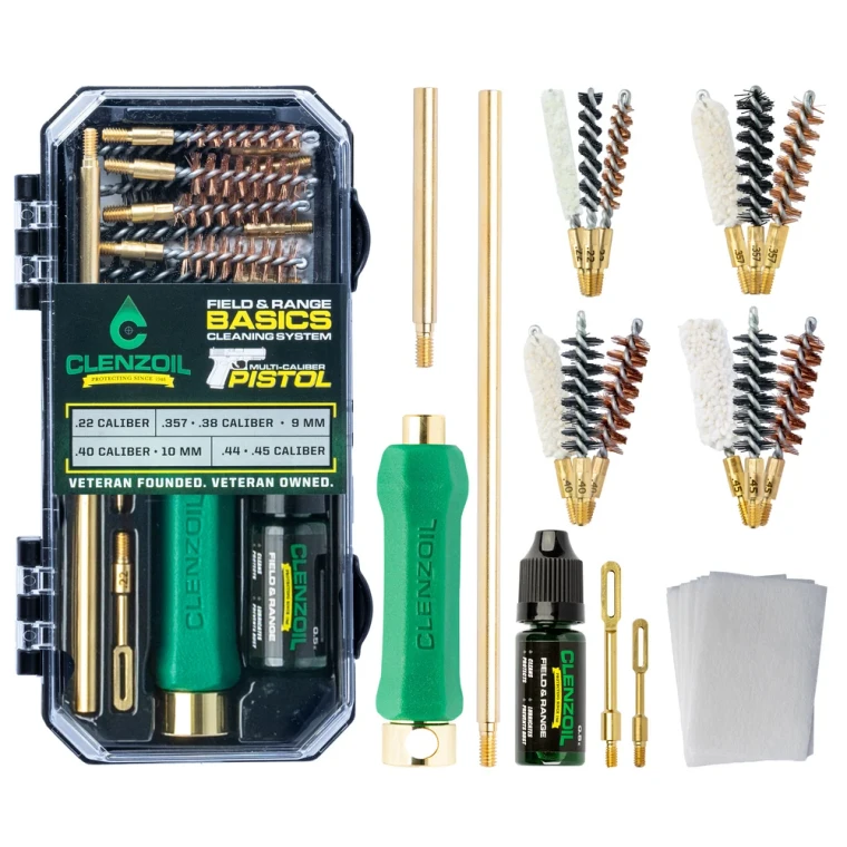 Clenzoil Pistol Basics Cleaning Kit – Compatible with .22 - 45 Cal