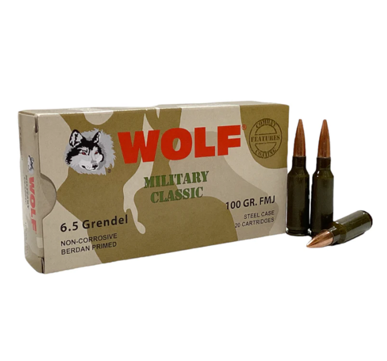 Wolf 100GR FMJ Steel Case 6.5 Grendel - 20RD