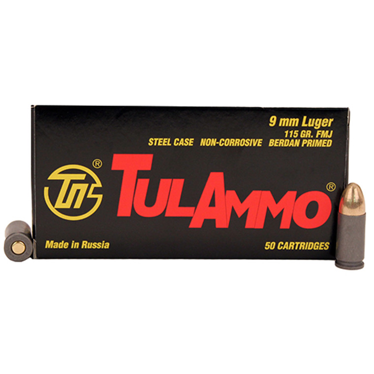 TulAmmo 9mm 115gr FMJ Steel Case (50 Rounds)