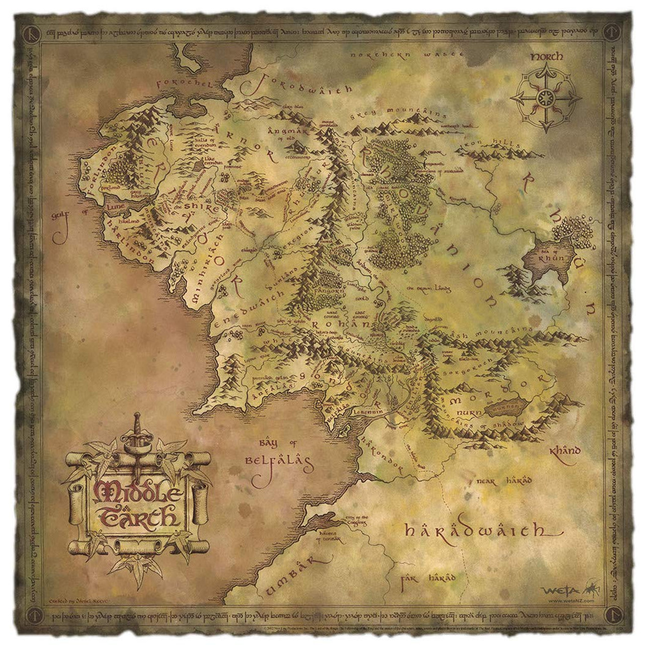 WETA LOTR PARCHMENT MAP OF MIDDLE EARTH