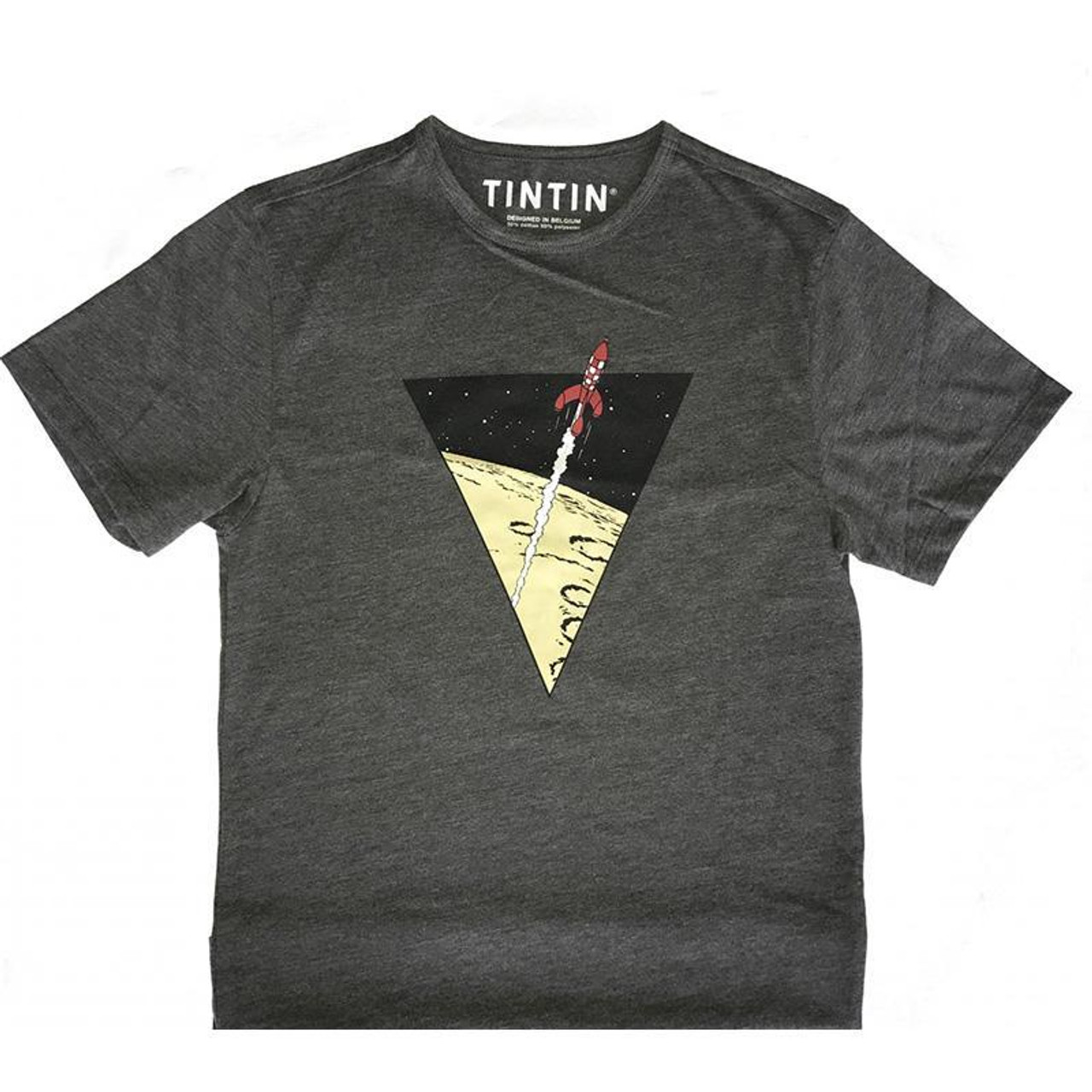 TINTIN T-SHIRT GREY TRIANGLE ROCKET  XXL