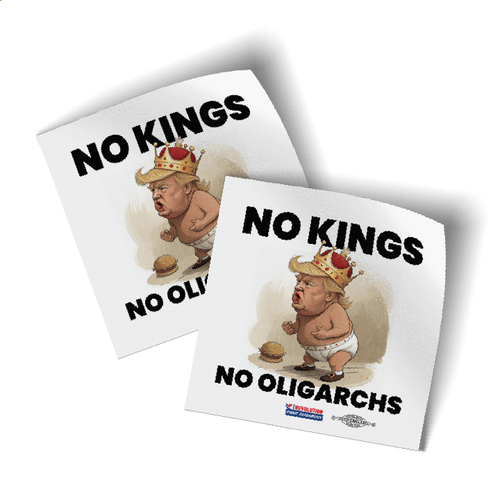 No Kings (4" x 4" Vinyl Sticker -- Pack of Two!)