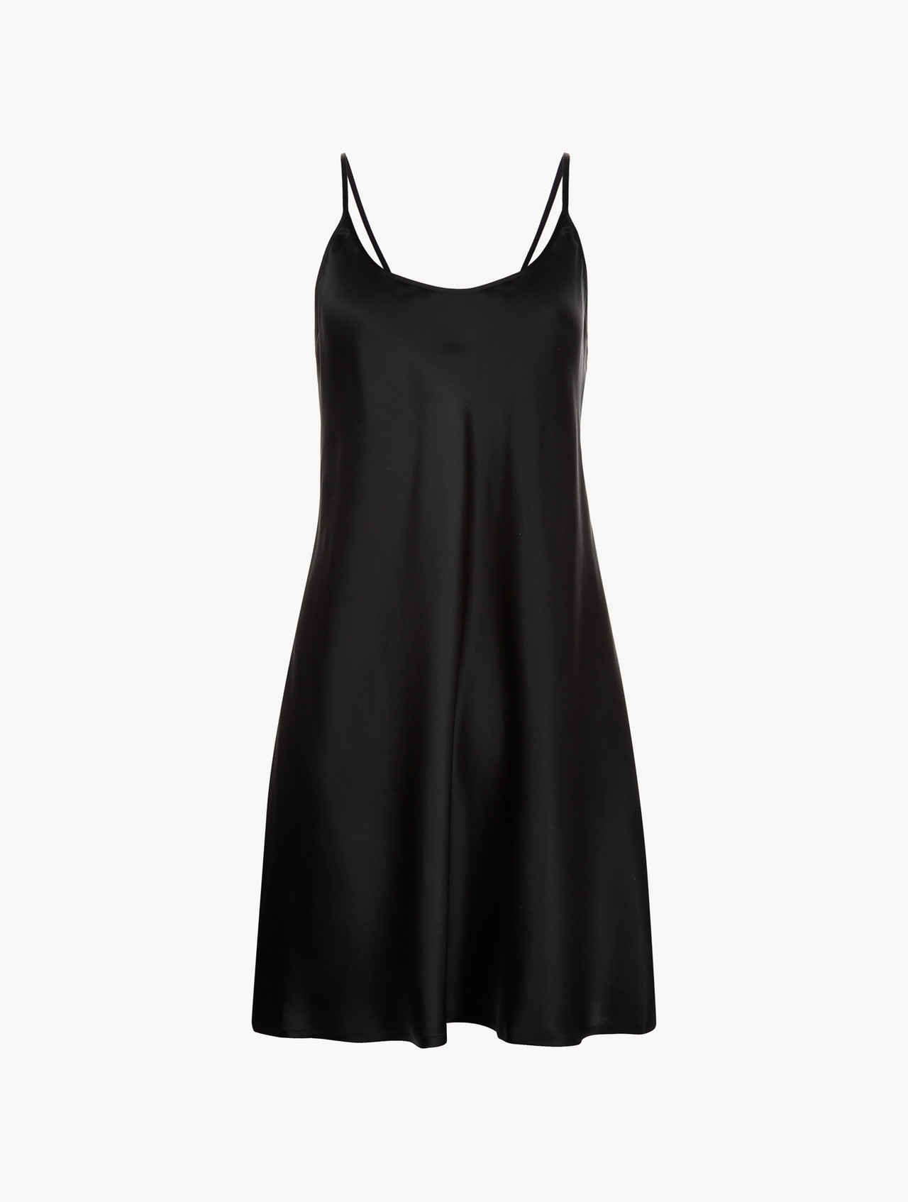 ARMERIA BLACK SILK LONG-SLEEVED SLIP DRESS