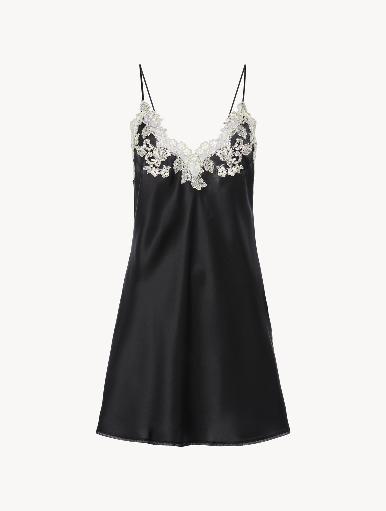 Luxury Silk Long Slip Dress in Black La Perla