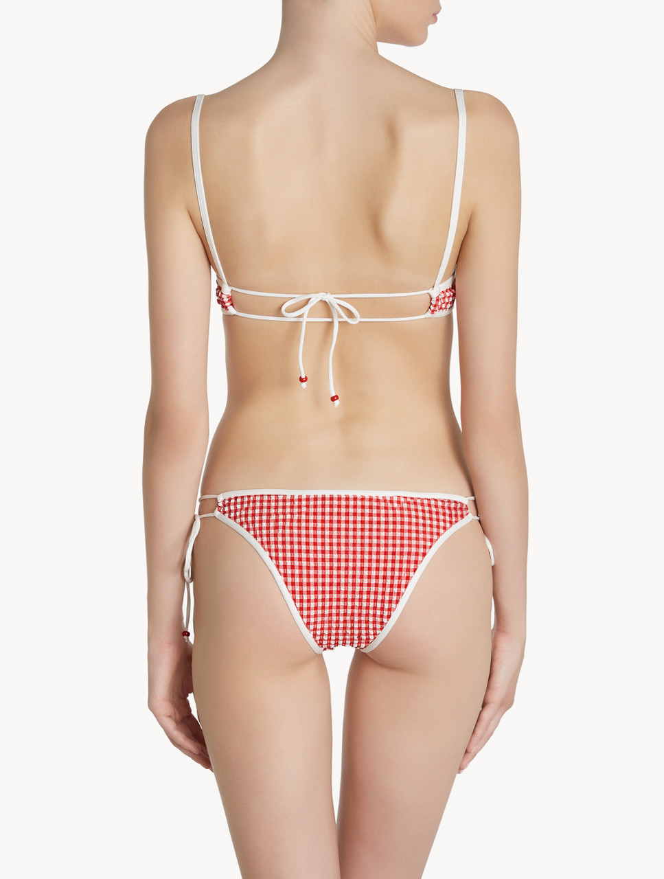 red gingham high waisted bikini