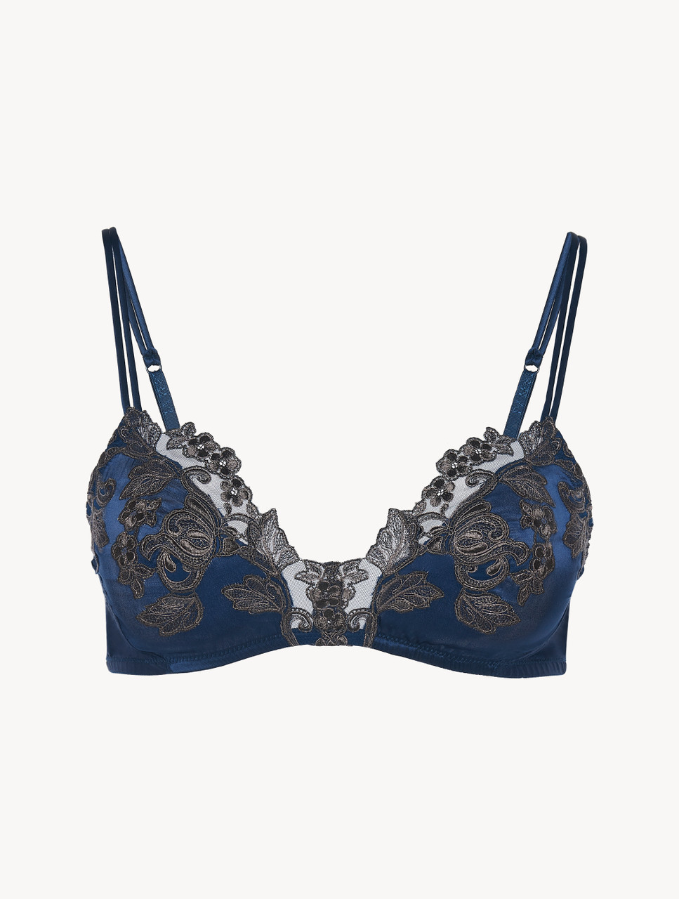 Pale Blue Satin Padded Triangle Bra, New Look