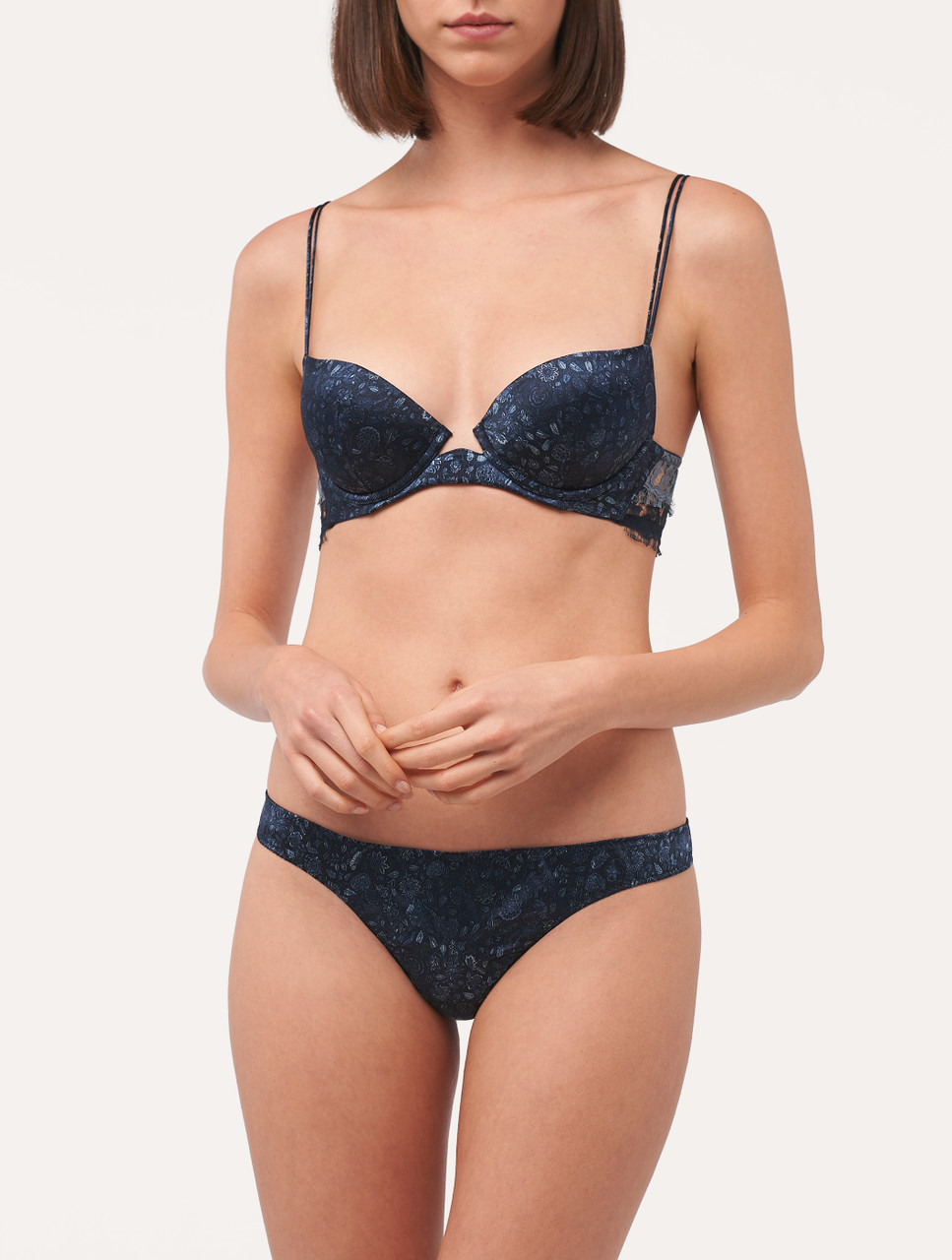 Blue silk bra clearance