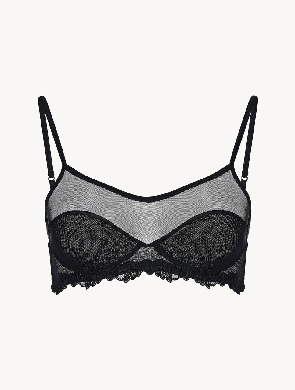 Bralette in off-white stretch tulle