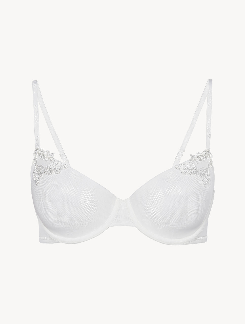 Push-up bra in off-white embroidered tulle, La Perla Womens Bras