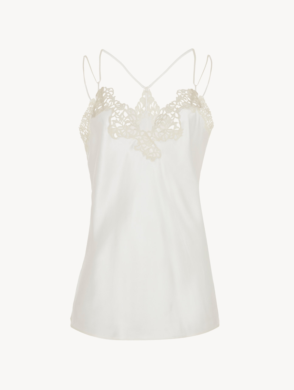 Zaria Lace Trim Cami Top in Off White