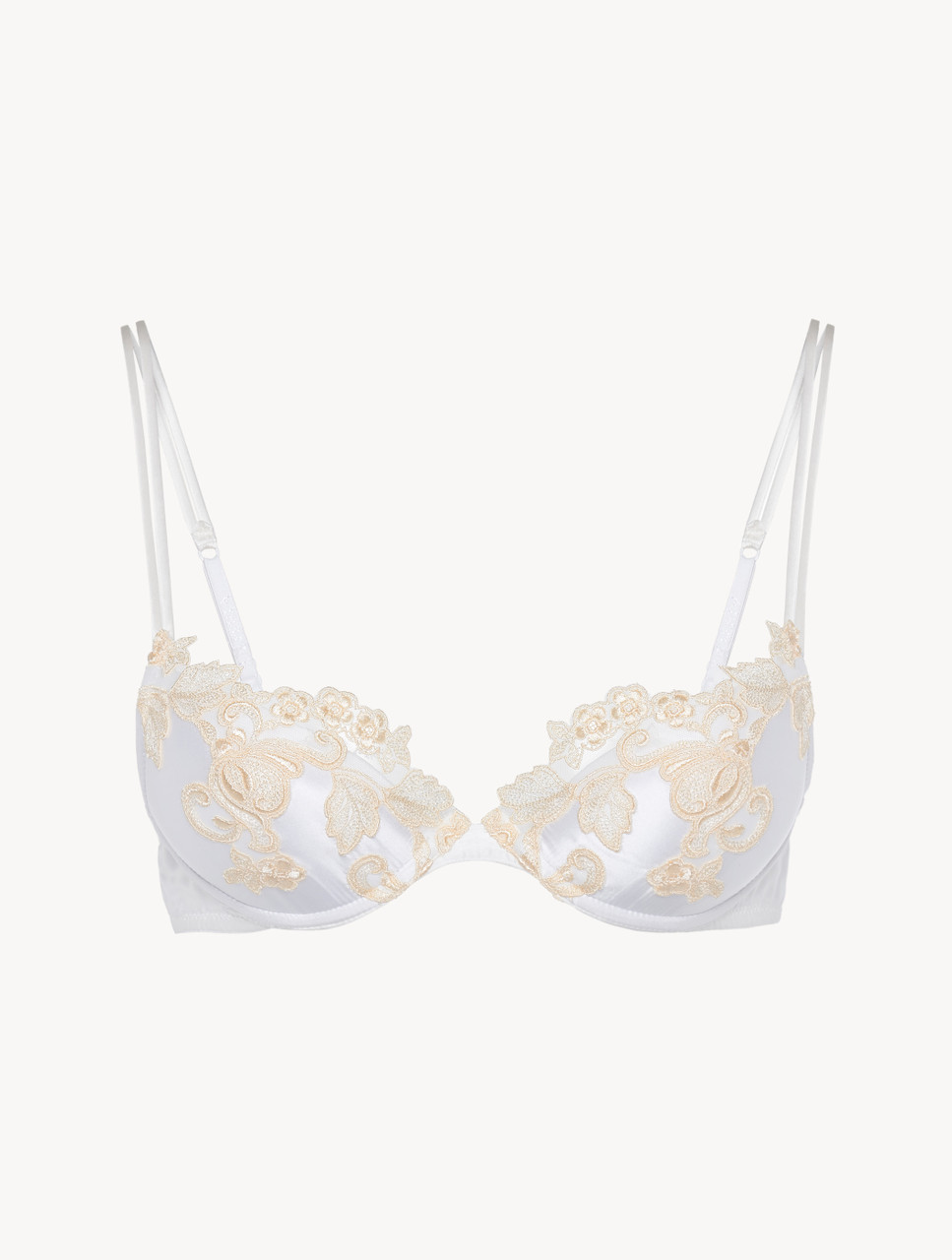 Black silk Push-up Bra with ivory frastaglio