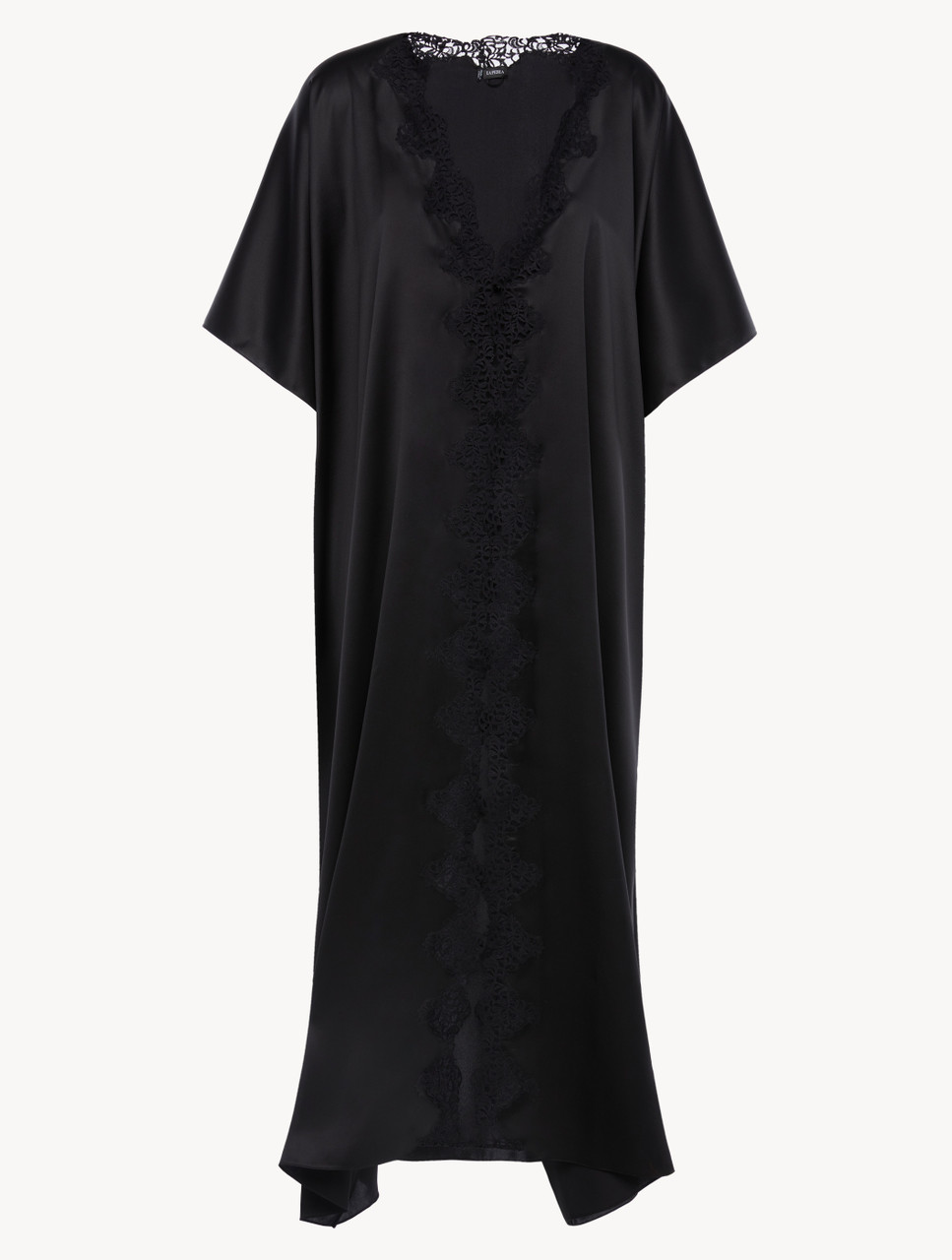 Black silk camisole with macramé frastaglio