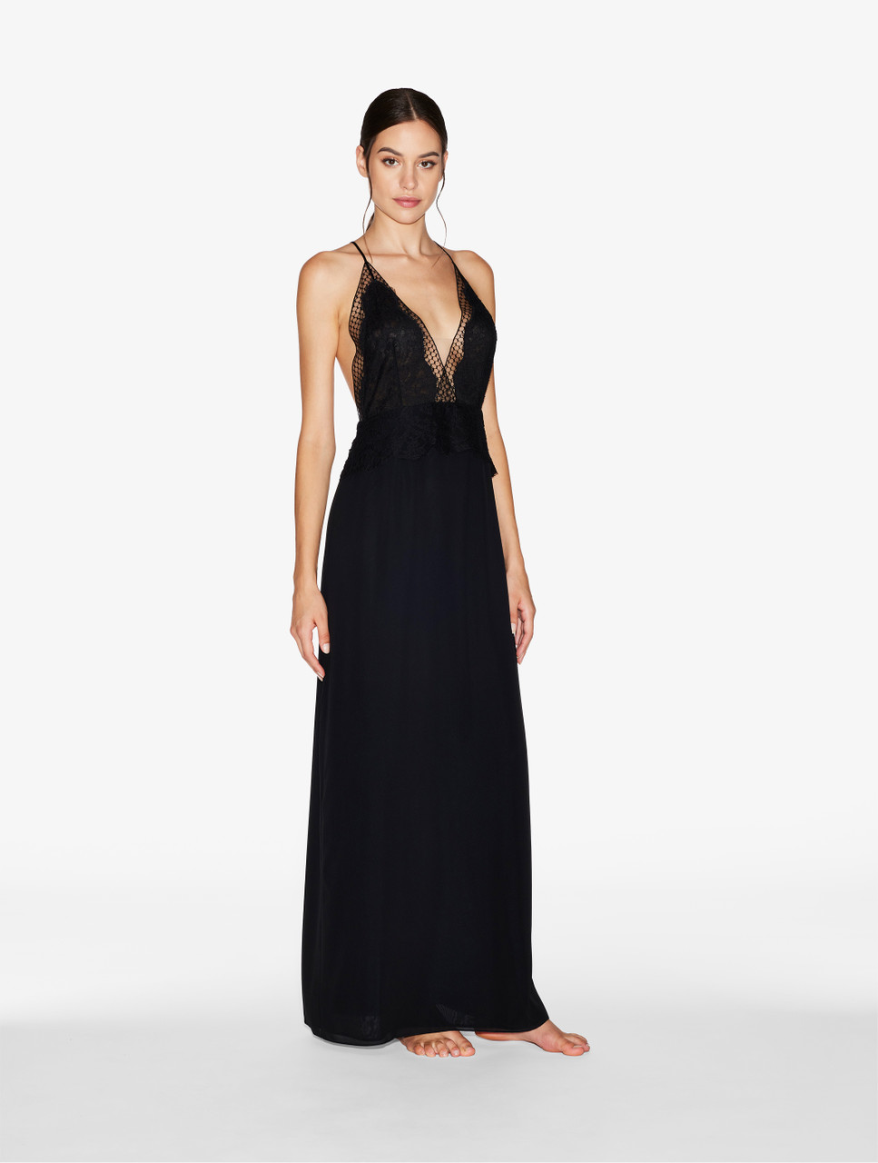 G I Harrow Women's Black Silky Lacy Full Length Formal Bra Slip Or Nightgown – Sizes L-XXL, BNWT