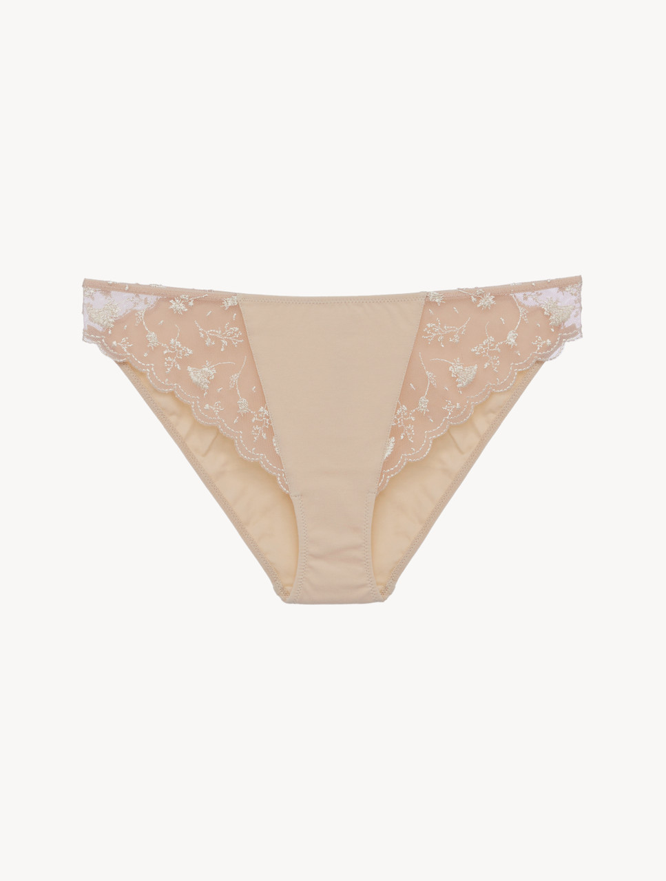 Embroidered tulle bra and high-rise briefs