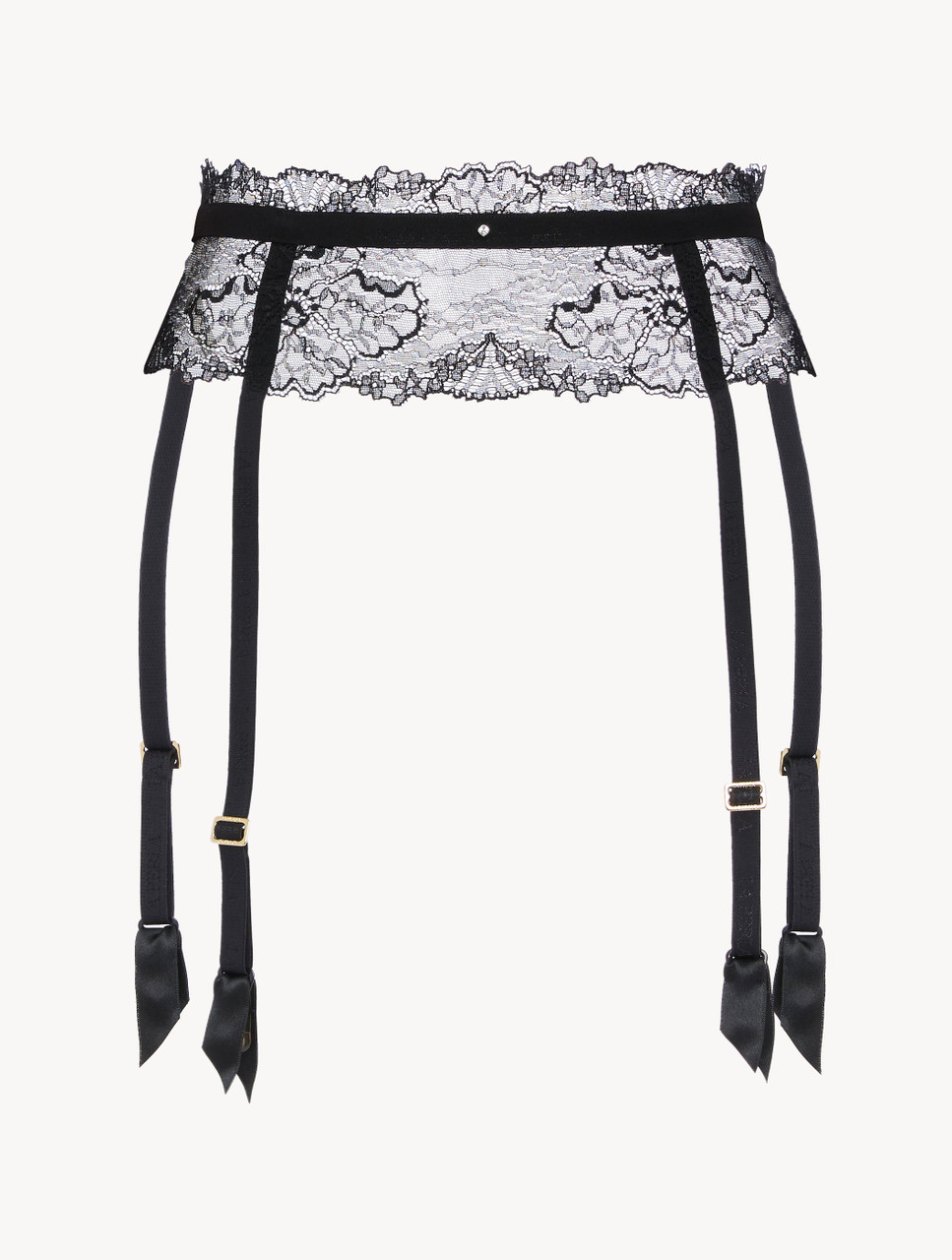 Black Lace Diamanté Suspender Belt | New Look