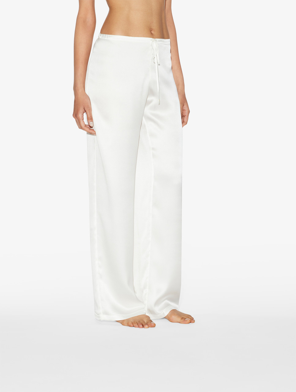 High Waist Silk Pants - White | Avenue 8 | Wolf & Badger