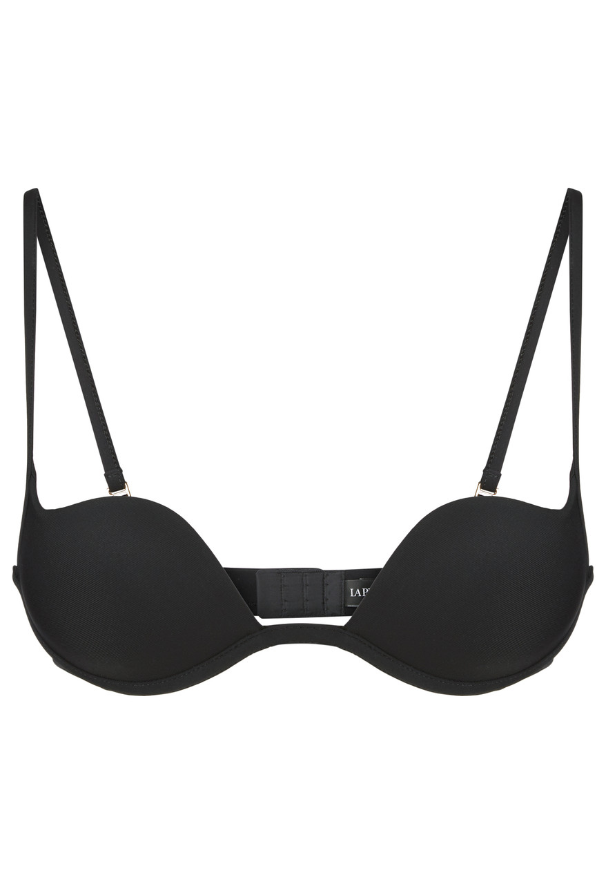 Black Microfiber Push Up Non-Wired Bra InvisiFree