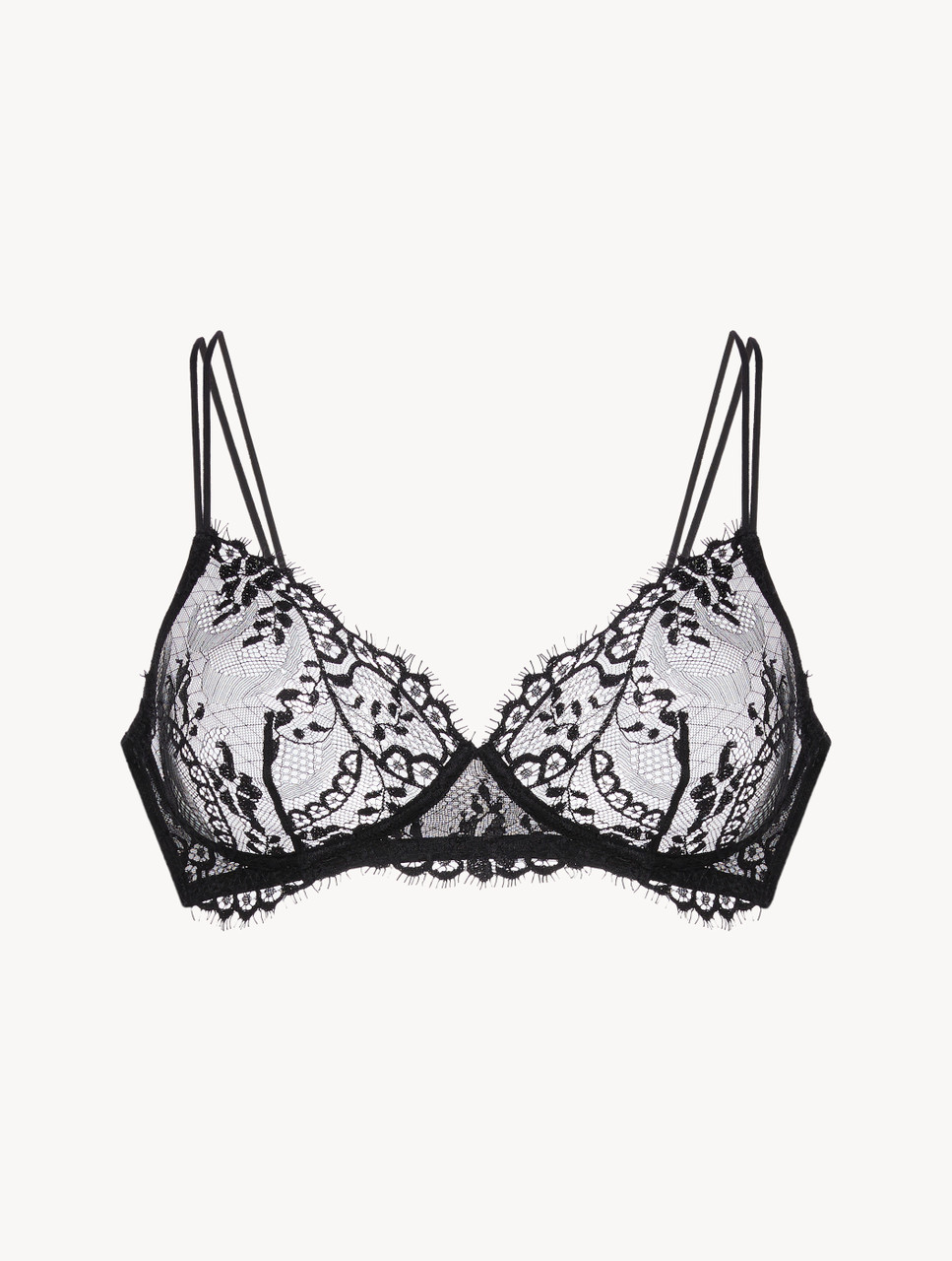 Luxury Non-Wired Leavers Lace Bra in Black