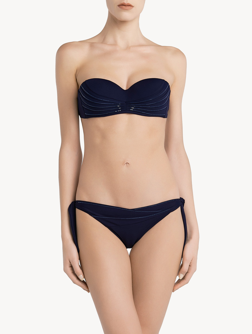 Navy blue bandeau bikini clearance