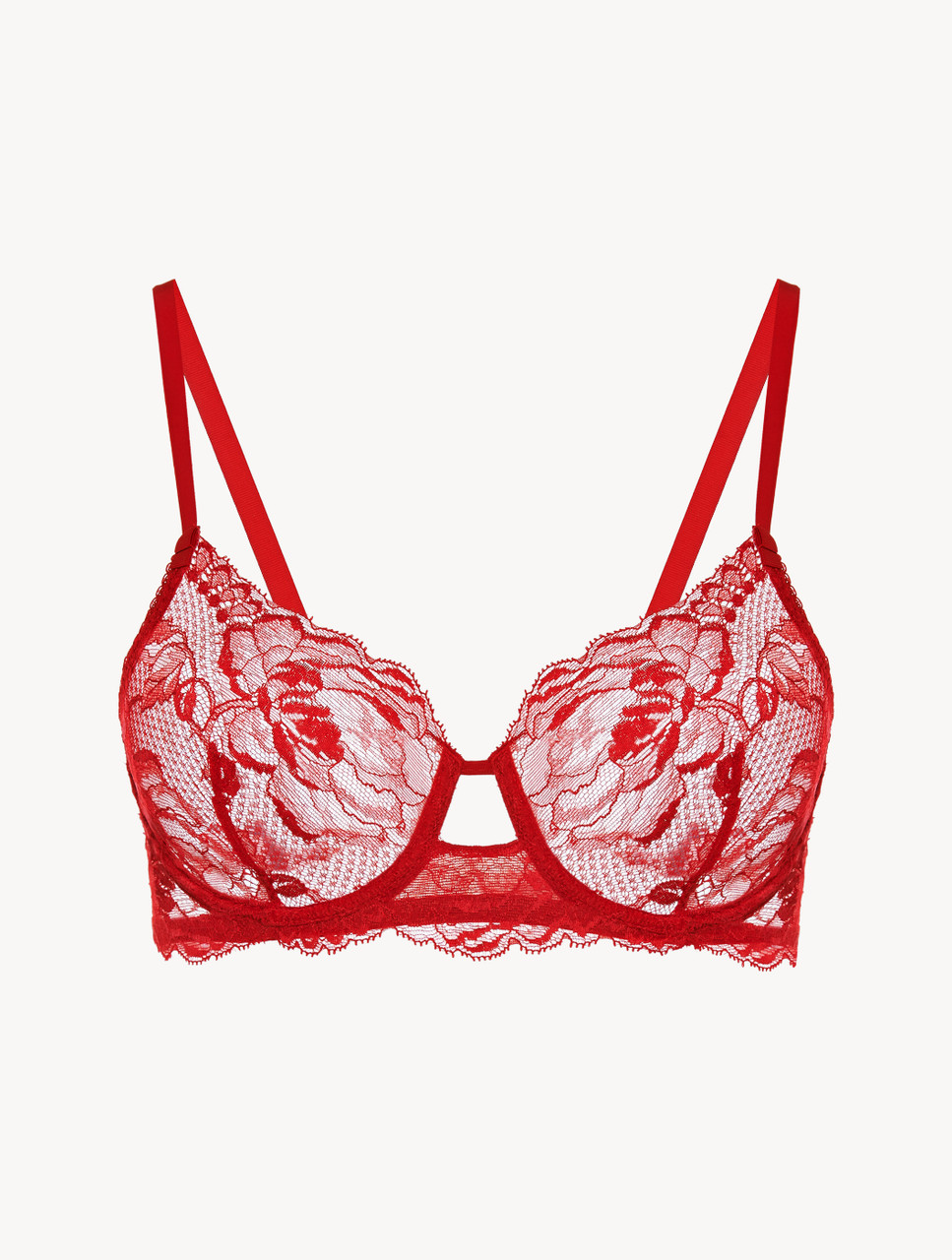 Red lace underwired bra
