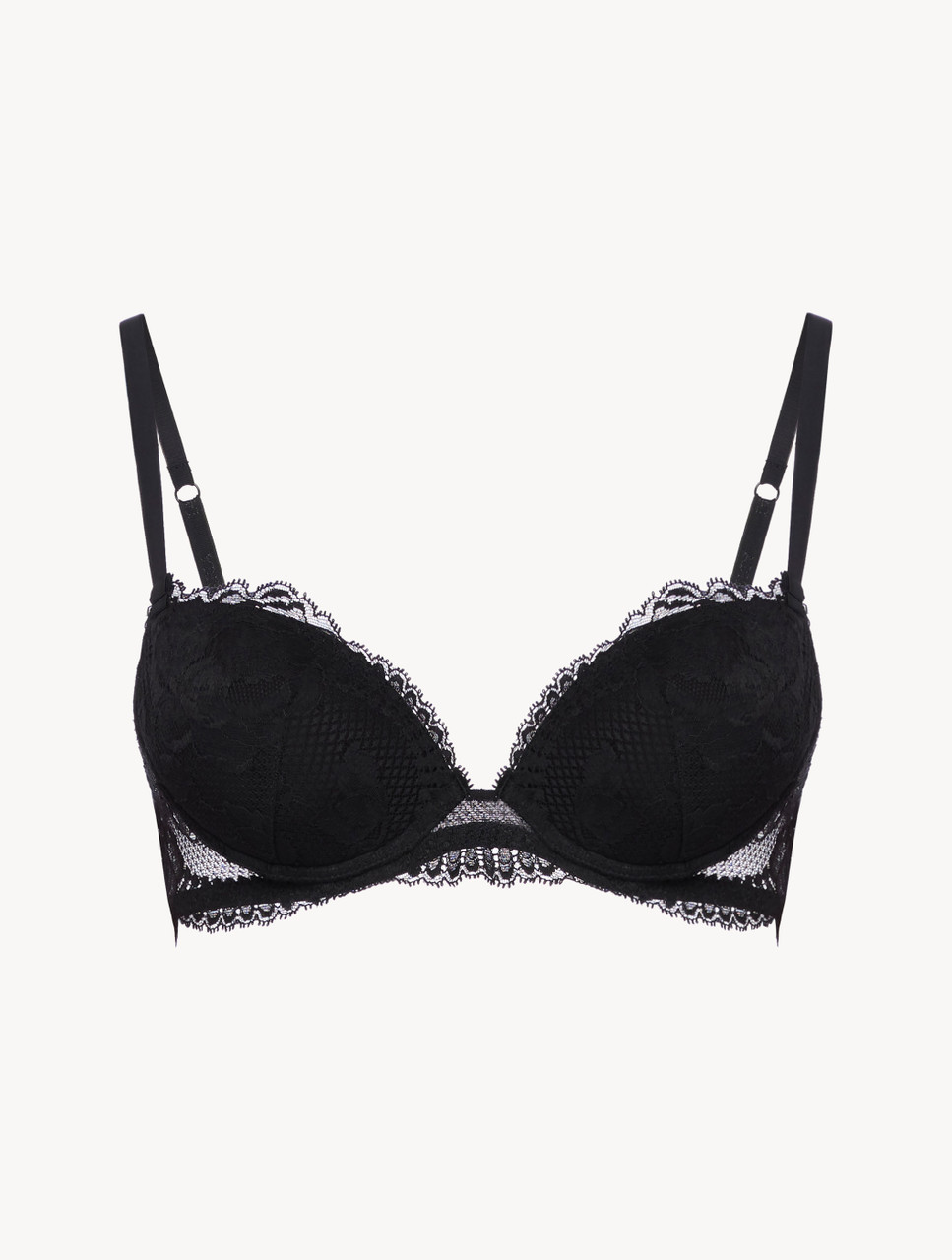  La Perla, Underwired Push-Up Bra with Leavers Lace, 34B, Onyx :  Luxury Stores