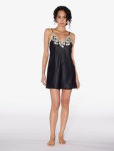 Black silk slip dress with frastaglio_1