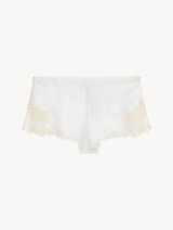 White French silk sleep shorts with frastaglio_0