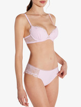 Push-up Bra in pale pink Lycra with Leavers lace_3